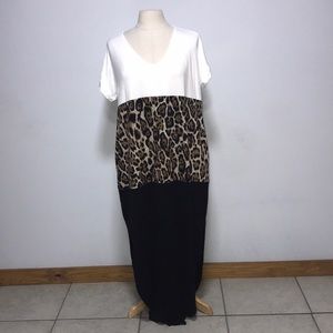 NEW Boutique Cheetah Color Block Maxi Dress L/XL